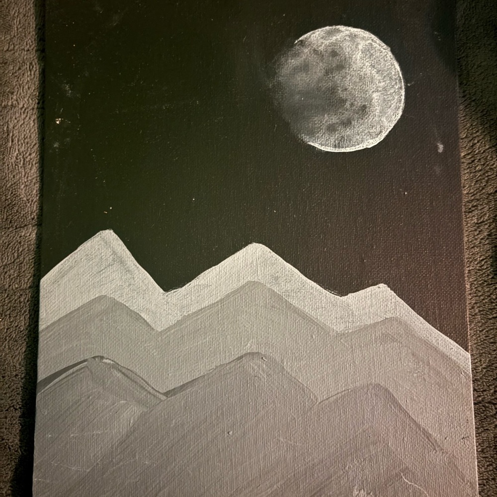 Black and Gray Geometric Mountain Painting Art